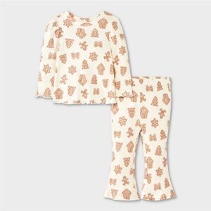 Cozy Cream and Brown holiday cookies matching two piece set